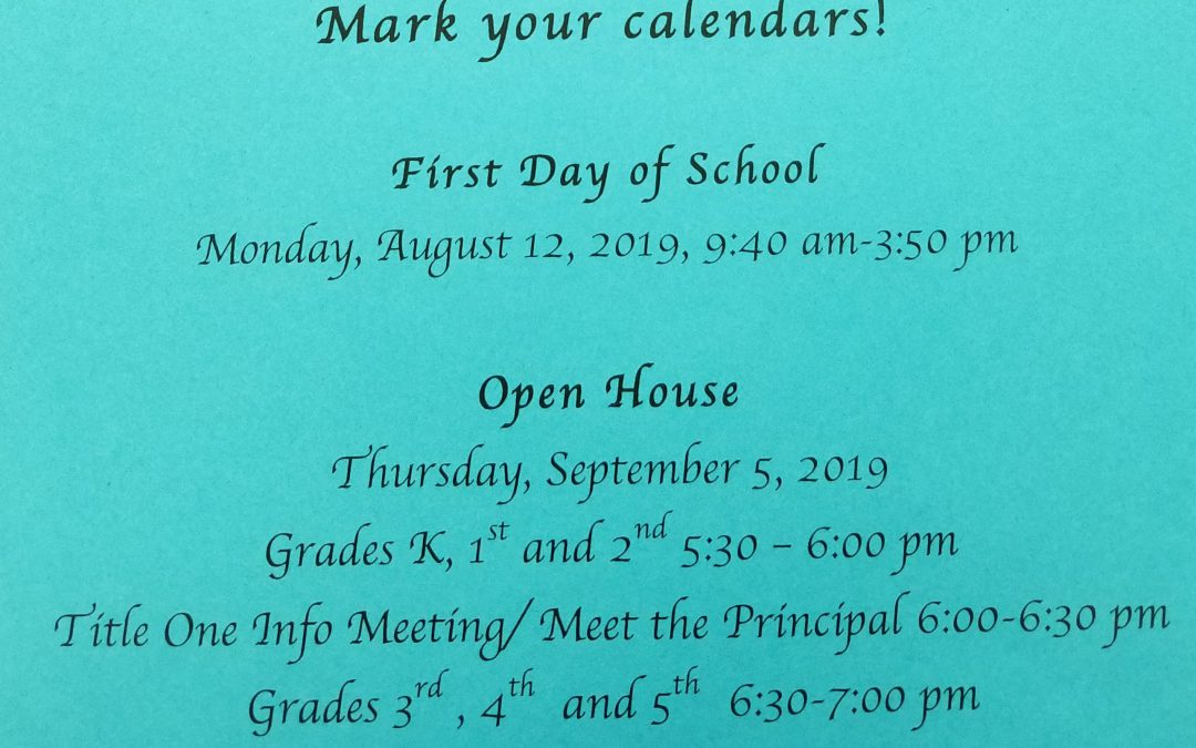 Mark your Calendars!